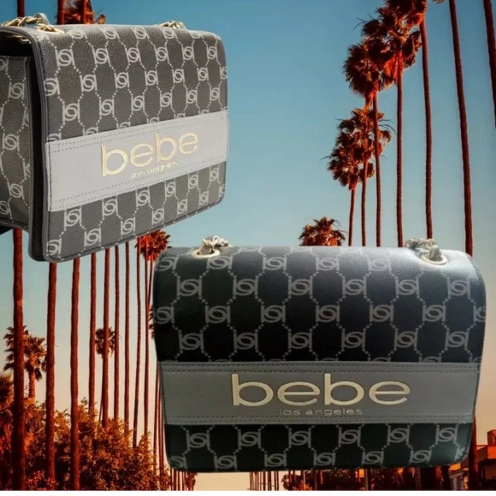 bebe Serena Monogram
Shoulder Bag Black/Gray with Gold Accents